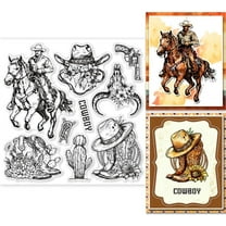 Cowboy Clear Stamps for Cards Making Wild West Clear Stamp Seals 5.91x5.91inch Transparent Stamps for DIY Scrapbooking Photo Album DIY