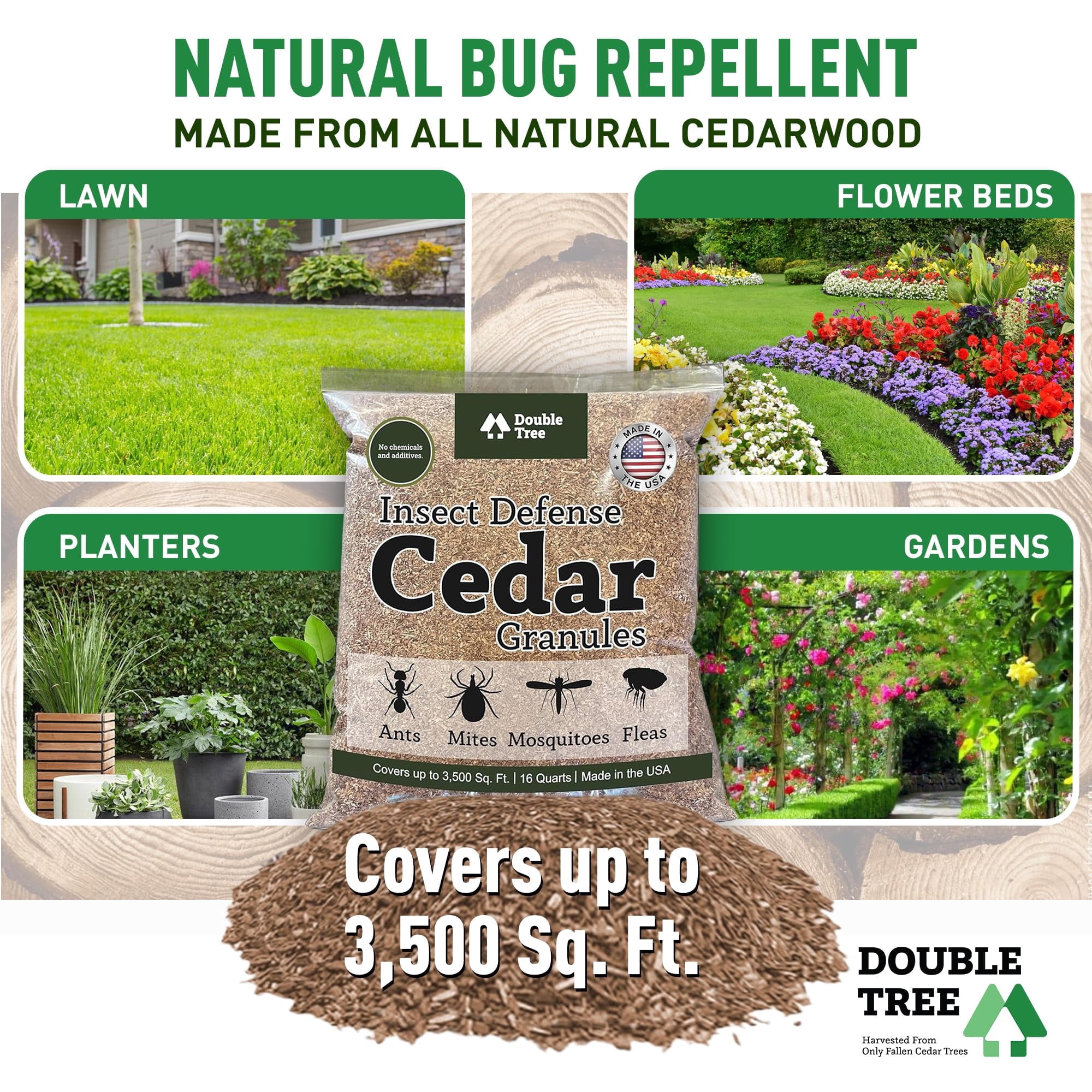 Doubletree Forest Cedar Granules Insect and Pest Repellent, Repels Fleas, Ticks, Ants, Mosquitos, Pet Safe, Cedar Scent, 1 Bag, 8 lbs