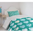 thumbnail image 4 of Ambesonne Valentine's Day Quilted Bedspread Set 2 Pcs, Heart, Twin Size, Jade Green Seafoam Cream, 4 of 6