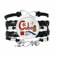 thumbnail image 1 of Cuba National symbol Landmark Pattern Bracelet Love Accessory Twisted Leather Knitting Rope Wristband, 1 of 3