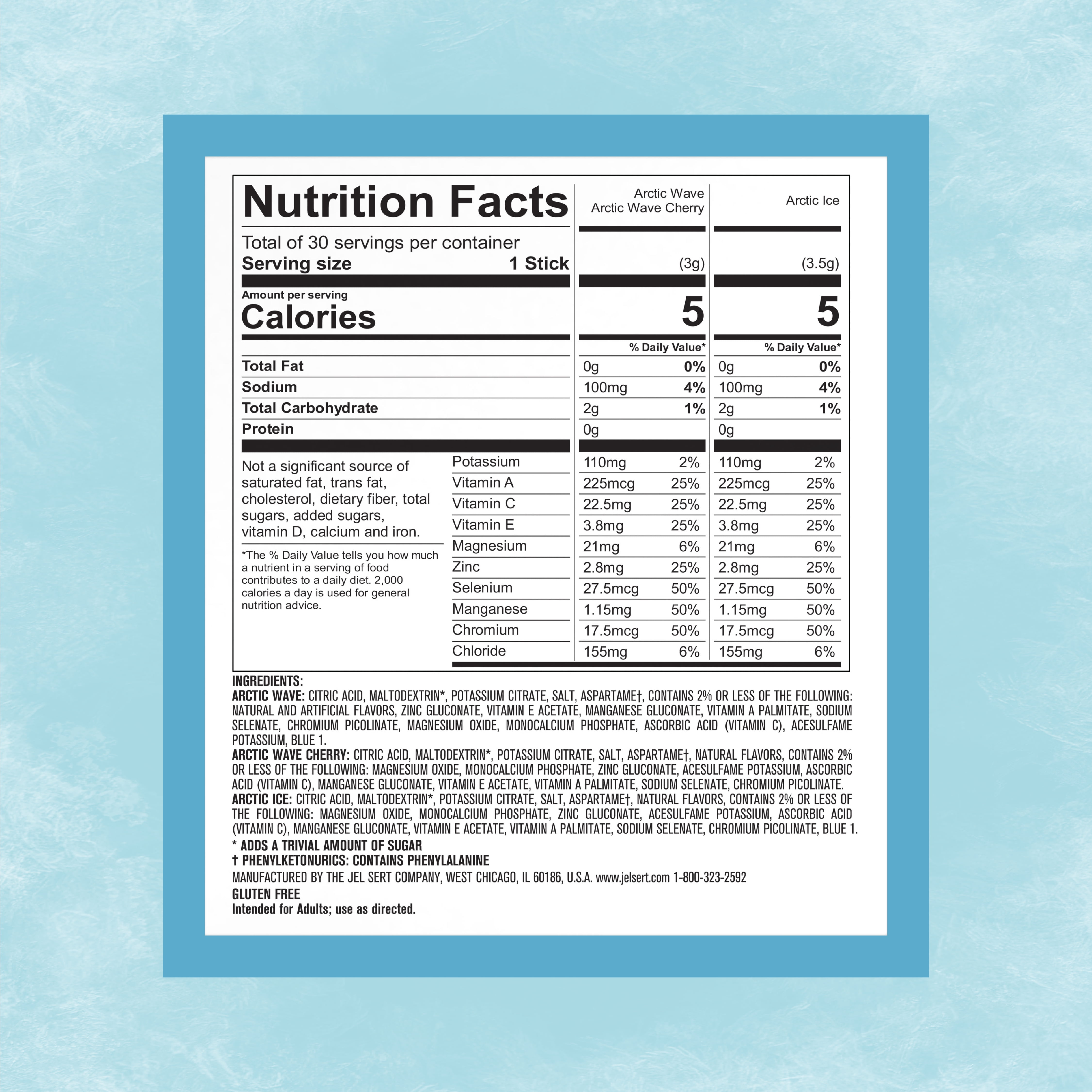 (6 pack) Pure Kick Arctic Variety pack Singles to Go Powdered Drink Mix, Arctic Wave, Arctic Wave Cherry, Arctic Ice, 30 Count Packets