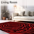 thumbnail image 2 of ODIKA 5'x7' Machine Washable Non-Slip Area Rug, Grinning Visage Spiral Decorative High Traffic Rug, Black, 728144, 2 of 5