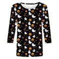thumbnail image 5 of VKOYWKM Womens Pumpkin T Shirts 3/4 Sleeve Tops Funny Graphic T Shirt Crew Neck Loose Party Tops Halloween Spooky Print Tees, 5 of 5