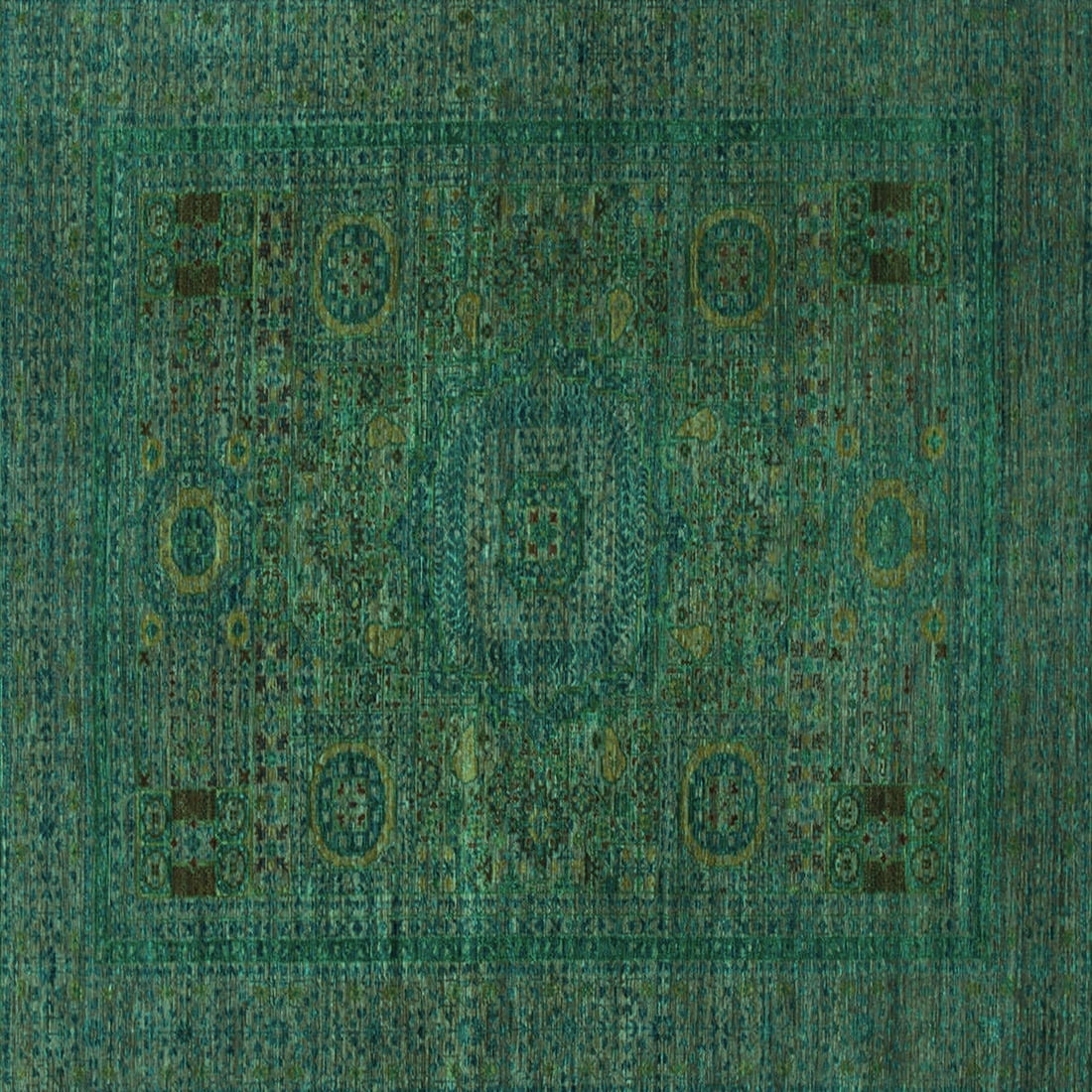 Ahgly Company Indoor Square Abstract Turquoise Blue Modern Area Rugs, 4 ...