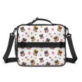 thumbnail image 2 of Pug and Circles White Pattern Insulated Lunch Bag with Shoulder Strap and Bottle Holder,Bento School Lunch Bag Box,11x9.5x3.5 Inches, 2 of 5