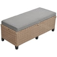 thumbnail image 6 of 5-Piece Outdoor Patio Rattan Sofa Set, L-Shaped Sectional PE Wicker Garden Furniture Set with 2 Extendable Side Tables, Dining Table and Washable Covers for Backyard Poolside Indoor, Brown, 6 of 7