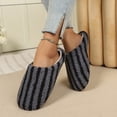 thumbnail image 6 of Fnooota Womens Fuzzy Slippers, Stripe Warm Non Slip Winter House Slippers Home Shoes Black Size 5.5-6, 6 of 6