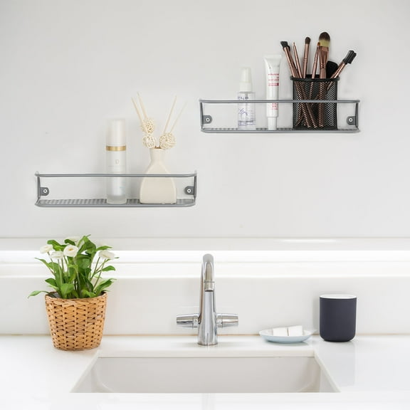 Spice Racks wall mounted Spice storage organizer chrome plated, set of 2