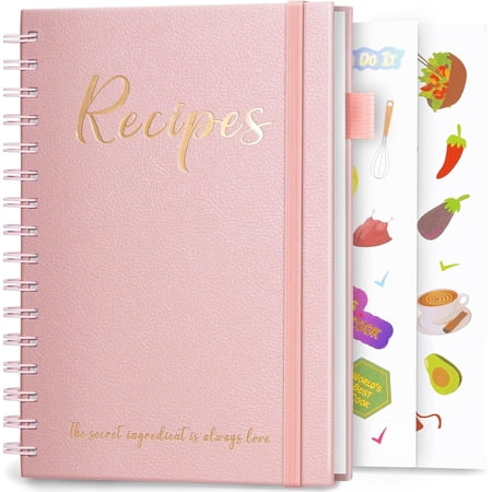 Recipe Book to Write in Your Own Recipes Sprial Hardcover Personal Blank Recipe Book Make Your Own Family Cookbook with Foil Stickers Recipe Journal Hold 120 Recipes -