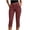 Wine, variant on Women’s Polka Dot Capris - High Waist Yoga Cropped Pants - Split Slim Fits Sports Workout Trousers with Pockets