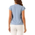 thumbnail image 3 of INSPIRE CHIC Women's Summer Office V-Neck Solid Color Casual Chiffon Ruffle Sleeve Blouse, 3 of 4