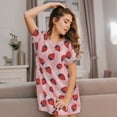 thumbnail image 3 of Easygdp Strawberries Camisón de manga corta para mujer, informal, estampado, 3 of 6