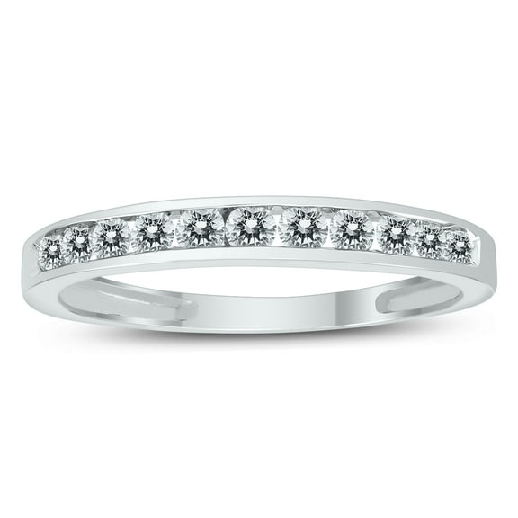 1/2 Carat TW Channel Set Diamond Band in 10K White Gold (J-K-L Color, I2-I3 Clarity)