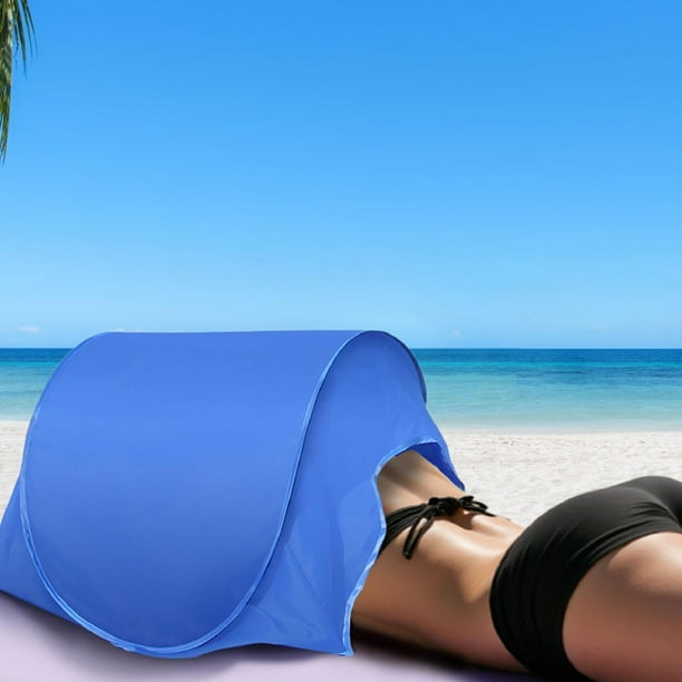 Mini toldo de playa automático con protección solar y cremallera para la cabeza Azul