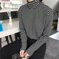 thumbnail image 4 of zhongxinda Black White Striped Turtleneck Female T-shirt Summer Fashion Elegant Women Long Sleeve T-shirt Loose Casual Tees Large Size, 4 of 6