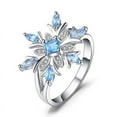 thumbnail image 2 of Womens Elegant Ring with Floral Snowflake Design Light Blue Zircon Stone Electroplated Metal Ring Perfect for Wedding Jewelry Individually Packed, 2 of 5