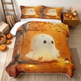 thumbnail image 2 of Erosebridal Kawaii Autumn Ghost Quilt King, Boho Fall Foliage King Coverlet Set for Boys Girls, Orange Yellow Cream, 3-Piece 1 Bedspread and 2 Pillowcases, 2 of 7