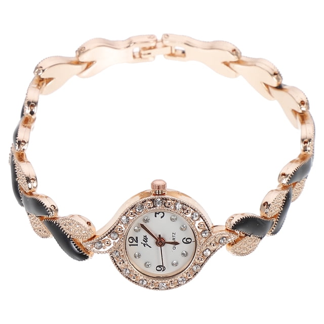 1 reloj de cuarzo de moda para mujer (dorado y negro)