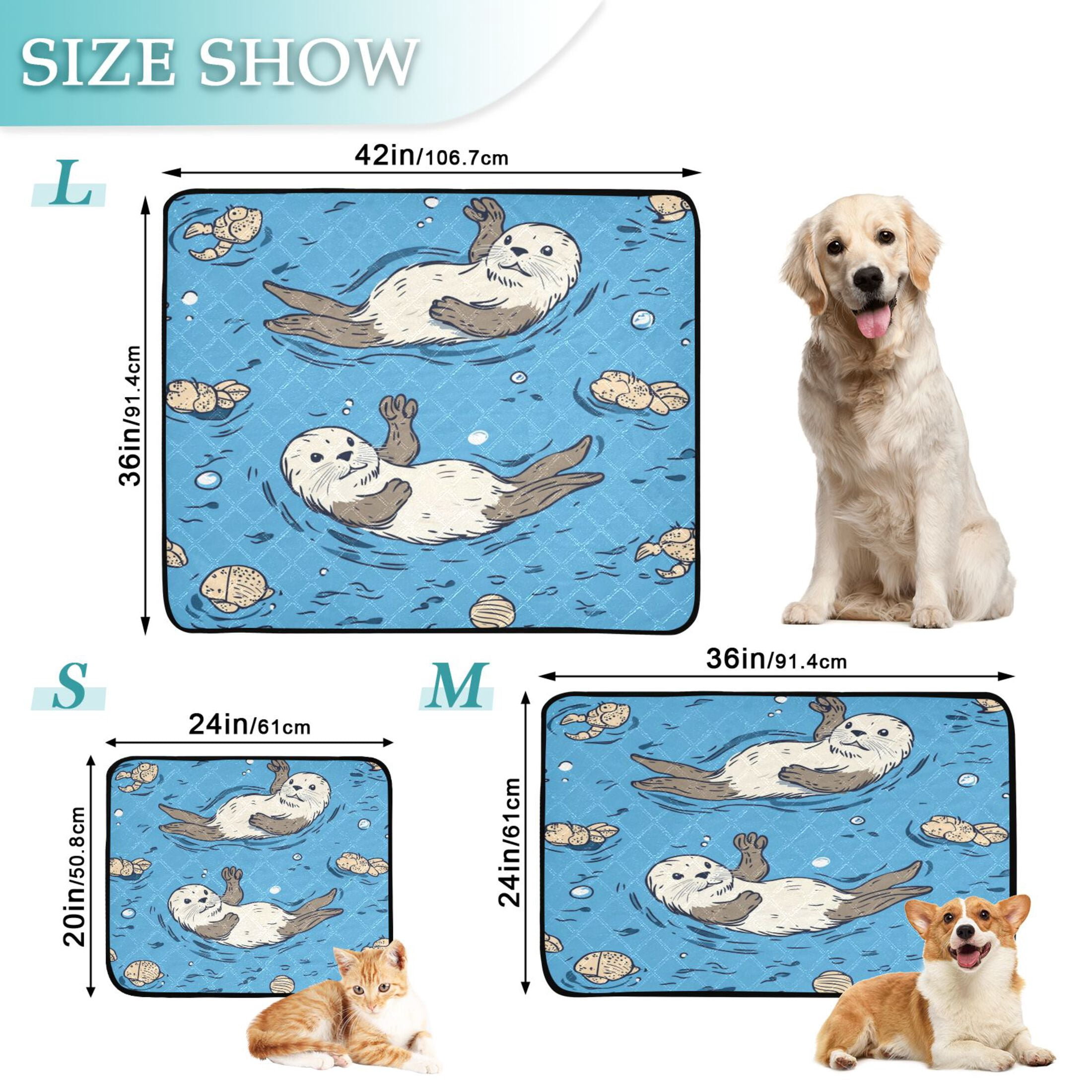 Qxltty Cute Otter Pattern Cat litter Pads Pet Set of 2 Diaper Mats Center Anti-leakage Layer Absorbent Soft and Comfortable