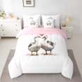 thumbnail image 2 of Homewish Animal Ducks Bedding Comforter Set 7-Piece for Teens Female Men,Love Heart Print King Bedding Sets,Romantic Lover Couple Ultra Soft Bed Sheets,Super Cozy Room Decor,Reversible, 2 of 8