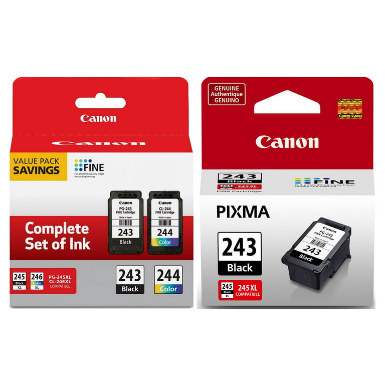 Tumult fungere tom Genuine Canon PG-243BK Black & CL-244 Color Inkjet Cartridge Value Pack  (1287C006) + Canon PG-243 Black Ink Cartridge (1287C001) - Walmart.com