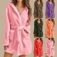 thumbnail image 4 of Womens Plus Robes Lightweight,Robes for Women Plus Size Fleece Clearance with Hooded,Women's Fleece Short Robes for Summer,Soft Plush Long Sleeve Fleece Bathrobes for Women,Fuzzy Fleece Spa Robe, 4 of 7