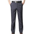 thumbnail image 5 of YLSDY Men's Business Office Dress Pants Relaxed Fit Solid Color with Pockets Comfy Stretch Dress Slacks Trousers Straight Fit Flat Front Work Pants Gray XXL, 5 of 8