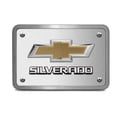 thumbnail image 2 of iPick Image for Chevrolet Silverado 3D Gold Logo on Brush Billet Aluminum 2-inch Tow Hitch Cover, Official Licensed, 2 of 5
