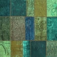 thumbnail image 1 of Ahgly Company Indoor Square Patchwork Turquoise Blue Transitional Area Rugs, 3' Square, 1 of 4