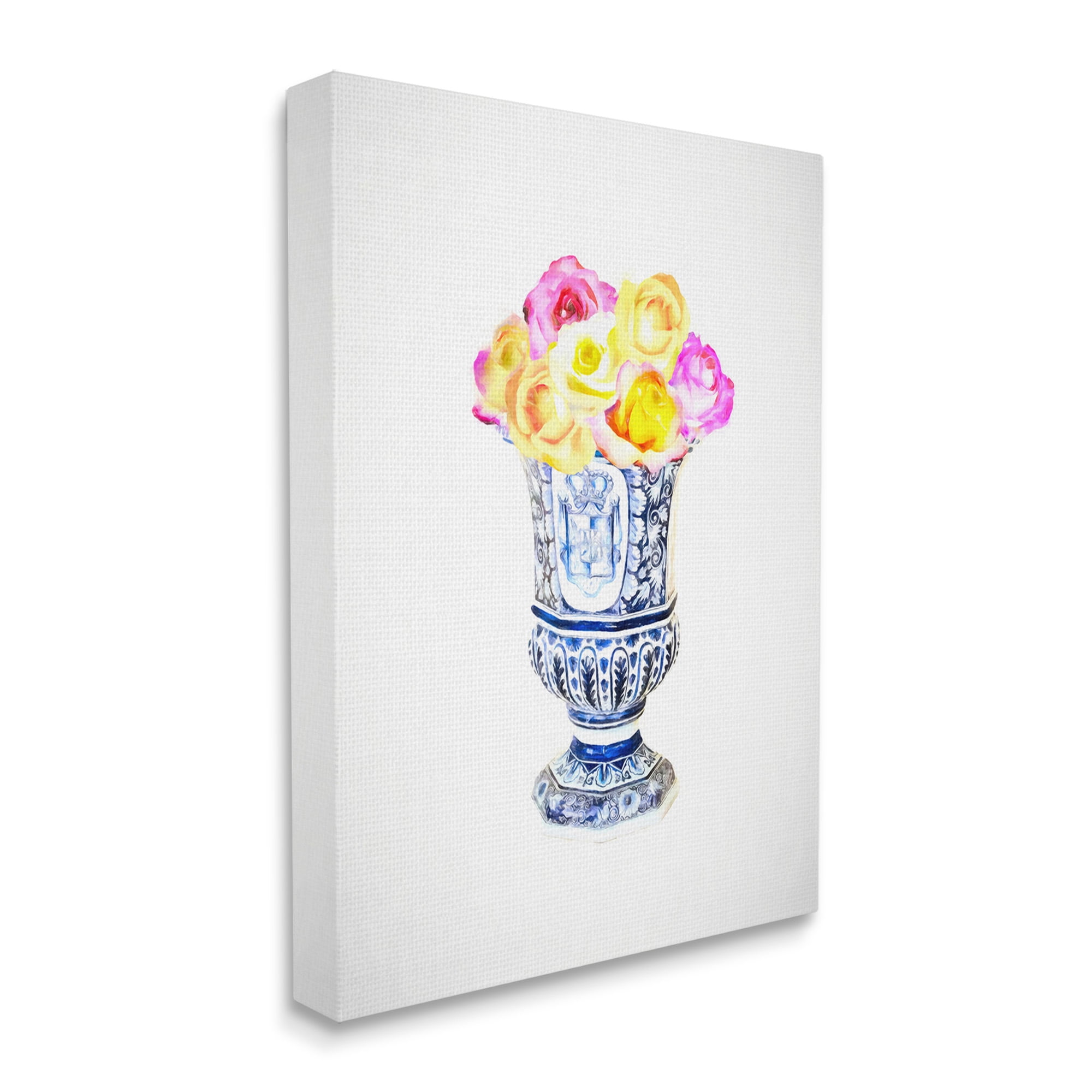 Stupell Industries Pink & Yellow Bouquet Botanical & Floral Painting Gallery Wrapped Canvas Art Print Wall Art, 36 x 48