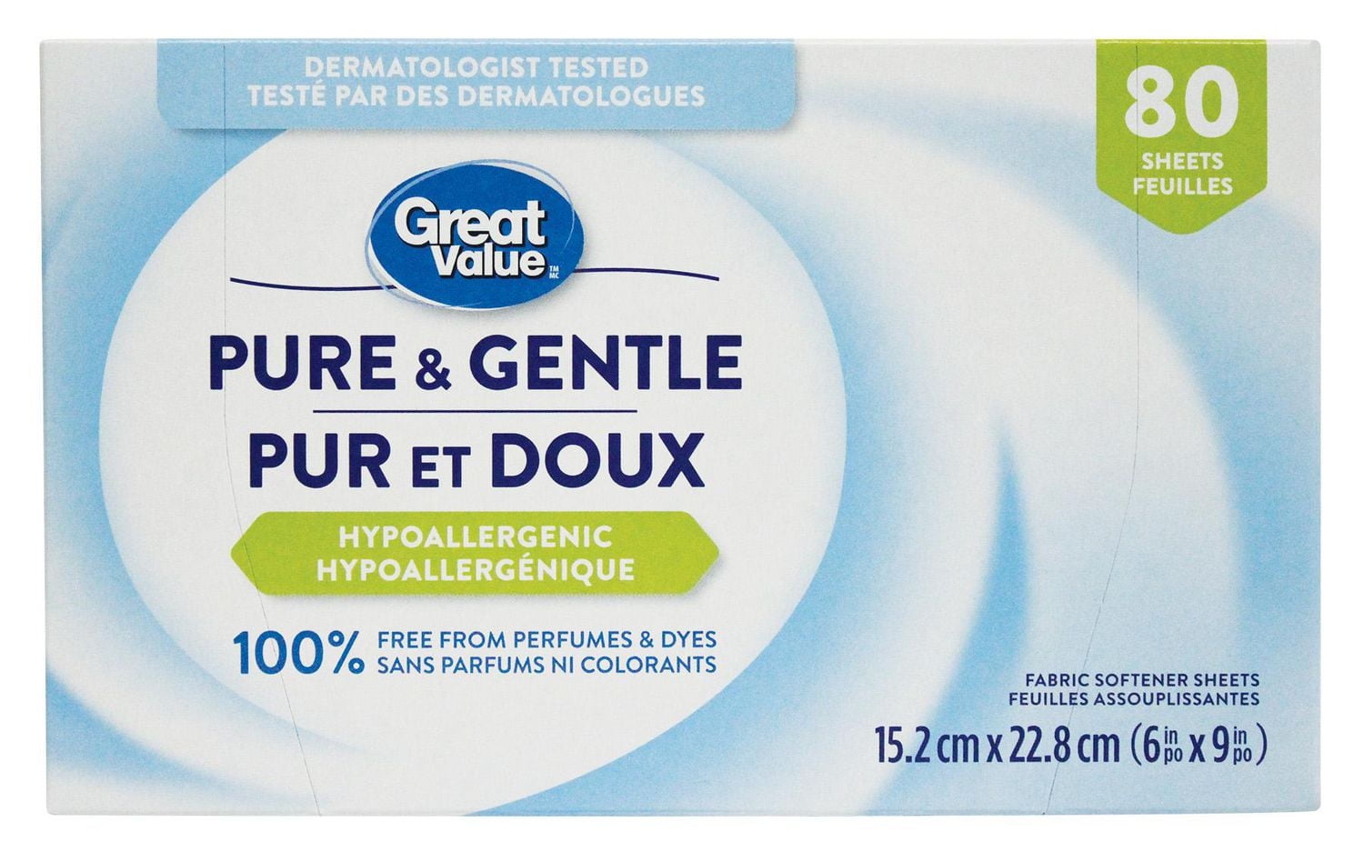 Great Value Pure & Gentle Unscented Fabric Softener Sheets