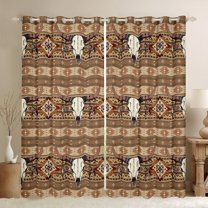 Homewish Western Bull Skull Blackout Curtains Set of 2 (52x84 Each) For Boys Girls,Tribal Aztec Window Curtains,Bohemian Hippie Theme Curtains and Drapes,Super Cozy Room Decor