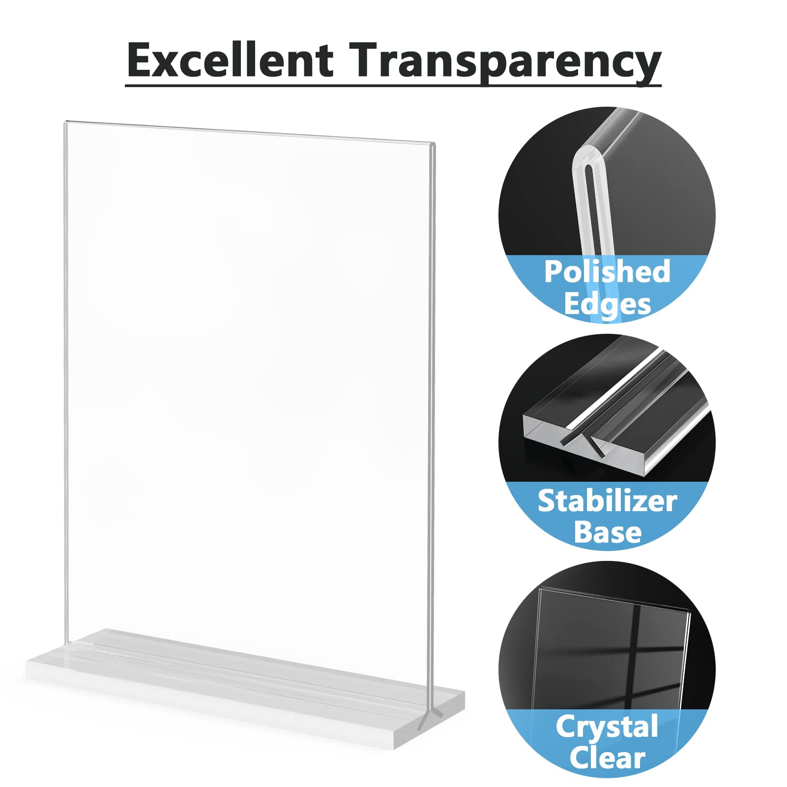 MaxGear Acrylic Sign Holder 8.5x11 Inches, Clear Table Display, 3
