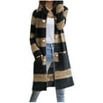 thumbnail image 2 of WFJCJPAF Clearance! Pullover Sweaters for Women Hooded,Women's Loose Sweater Stripe Pocket Knitted Cardigan Button Sweater Women - Black S, 2 of 6