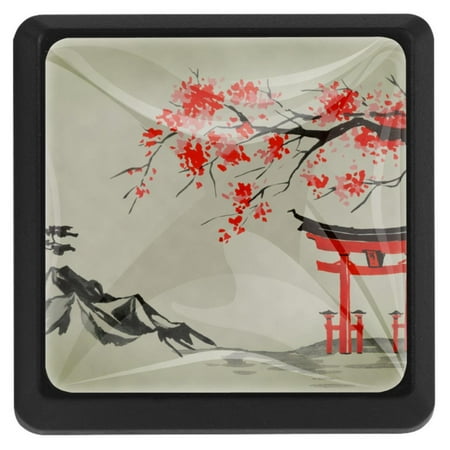 

Ownta Square with Screws 3 Pcs for Cupboard Dressing Table Bookcase Drawer Pull Handle Cabinet Door Knobs Retro Scenery Japanese Style