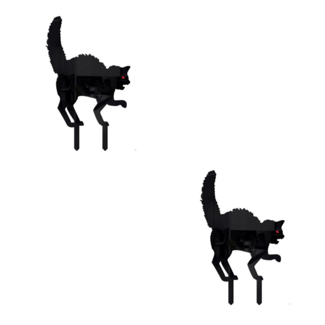 Bewildely Señales de patio de Halloween con silueta de gato espeluznante negro: fáciles de instalar y terriblemente realistas A 2Conjunto