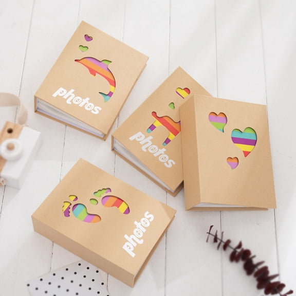 Raindrops Cute Baby Photo Album with Side Pocket for Storing Made of Kraft Paper 4.5 Inches