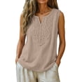 thumbnail image 2 of JJHGVB Gauze Cotton Blouse U-neck Thick Strap Tank Tops for Women Workout Gym Top Basic Tees for Women Womens Plus Size Tank Tops Going Out Tops Womens Spring Tops A2-Khaki M, 2 of 3