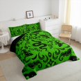 thumbnail image 3 of Snake Print Bedding Set Full Lime Green Black Boho Halloween Comforter Set Retro Baroque Damask Goth Skull Bedding Comforter Sets Adults Goth Animal Floral Bed Set, 3 of 5