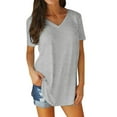 thumbnail image 1 of Kcodviy T-Shirt à Col en V pour Femme, Manches Courtes, Rayon, Chemise à Manches Longues pour Femme, T-Shirt à Col Roulé Ample de Couleur Unie Décontracté, Ensemble pour Femme, Haut, 1 of 8