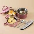 thumbnail image 3 of SANQIAHOME 3 Tier Stackable Stainless Steel Lunch Box Sealed(pink, 3 layers) with spoon and fork, 3 of 8