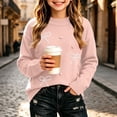 thumbnail image 7 of Wilark Girls Crew Neck Sweaters Knitted Thermal Casual Long Sleeve Fall Winter Tops Pink 4 T, 7 of 7