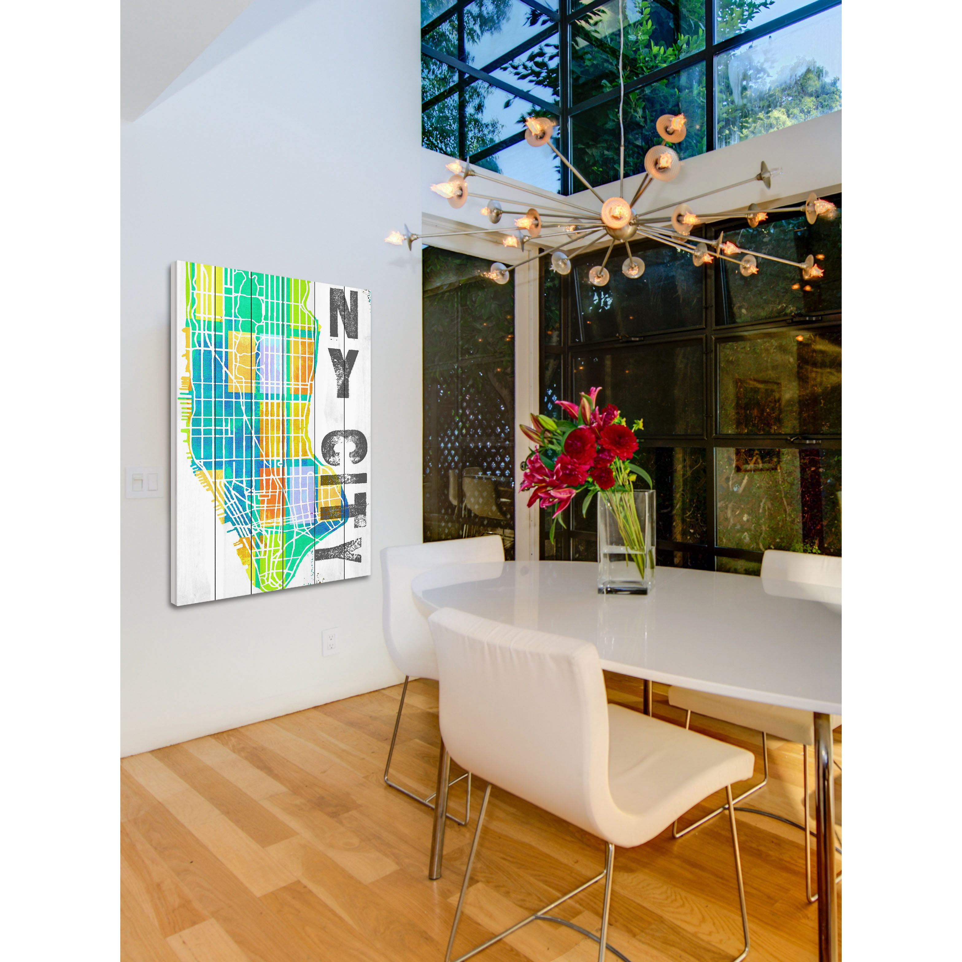 "NY City" Painting Print on White Wood