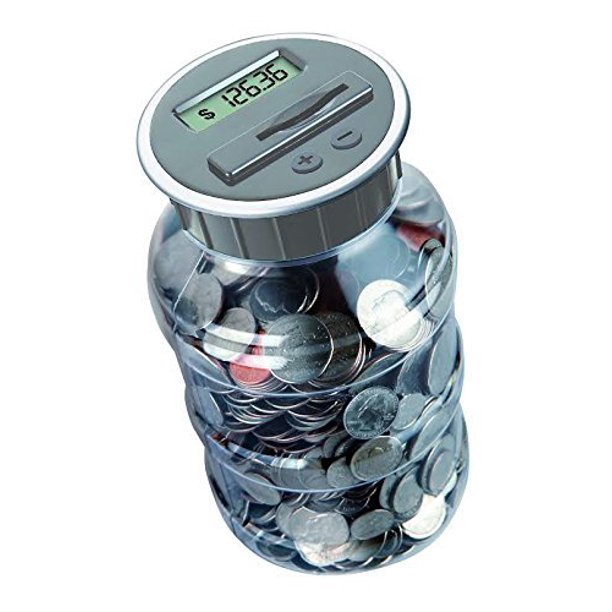 Digital Coin Bank Savings Jar by DE Automatic Coin Counter Totals all