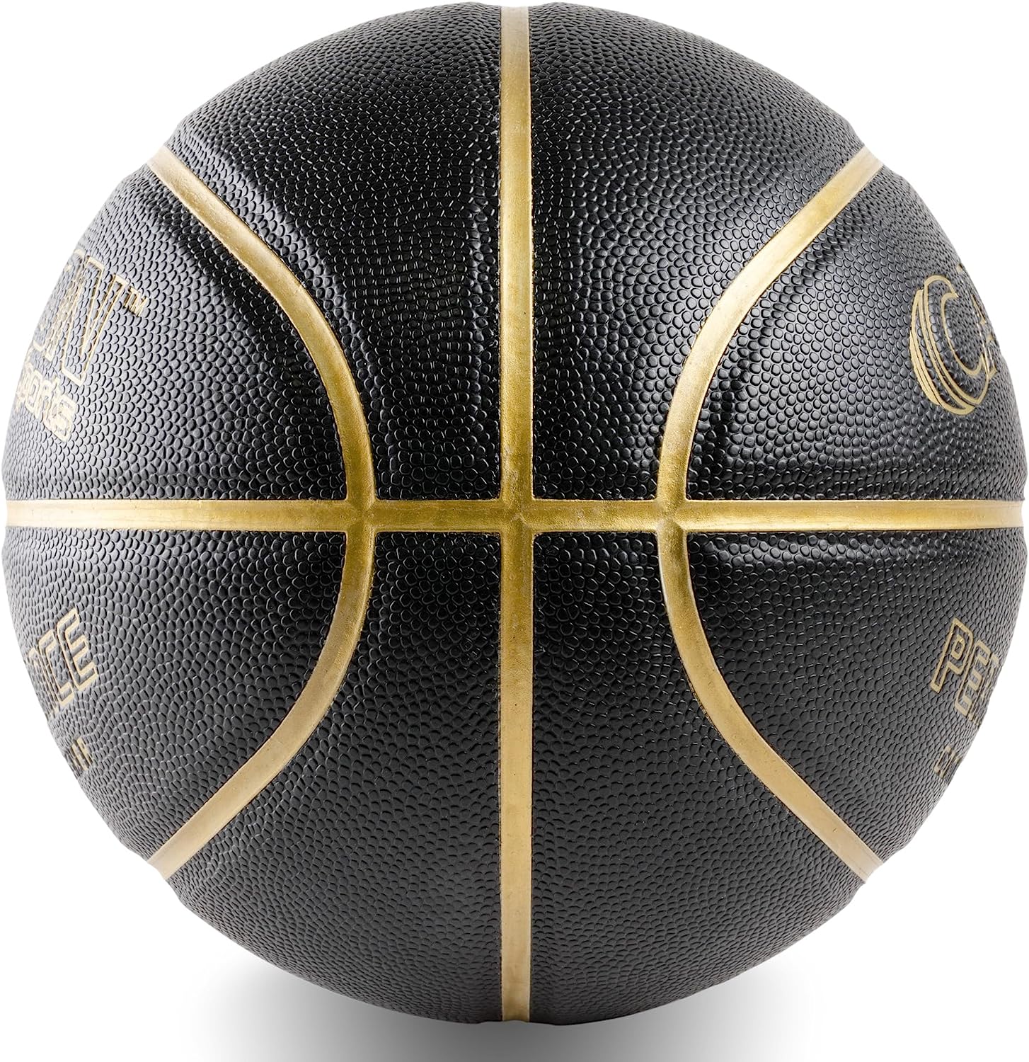 Cannon Sports Leather Composite Official Size Basketball Indoor and Outdoor Play with Ball Pump (Official Size 7, 29.5", Black/Gold)