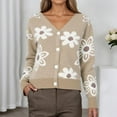 thumbnail image 2 of Women Cardigan Floral Pattern V Neck Short Knit Button Up Sweater Soft Cozy Top Lightweight Cardigans, 2 of 5