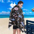 thumbnail image 4 of Coolnut Plant Floral Black Diveblues Beach Towel Microfiber - Oversized Travel Towels - Lightweight Compact Beach Accessories - for Swimming, Camping, Holiday, Quick Dry Washcloth Gift, 4 of 7