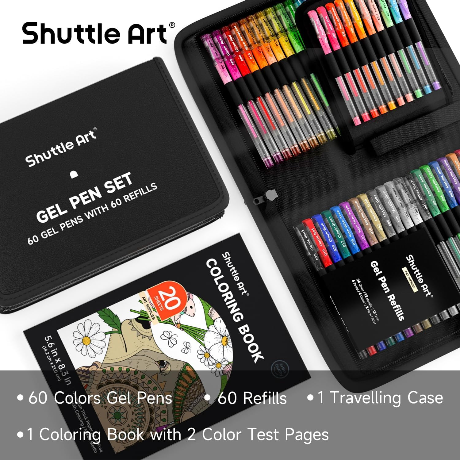 Shuttle Art 120 Pack Set 60 Colored Gel Pen with 60 Refills