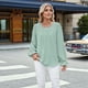 thumbnail image 4 of Camisa de Holgada de Larga con Cuello Redondo y Color Liso para Mujer, Elegante y A . Verde XXL, 4 of 10