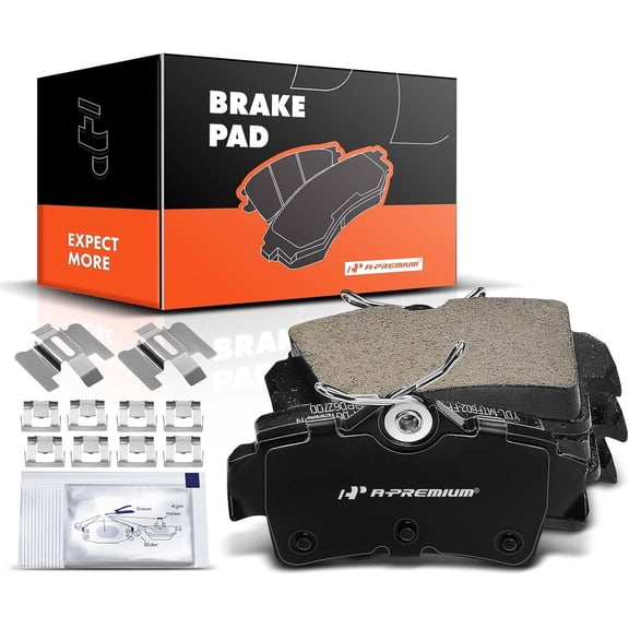 A-Premium Rear Ceramic Disc Brake Pads Set Compatible with Select Ford Models - for Mustang 1994 1995 1996 1997 1998 1999 2000 2001 2002 2003 2004, with Hardware, 4 Pcs